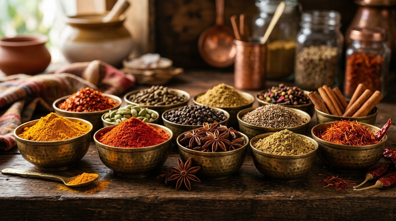 Bowls of Indian spices